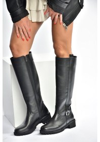 Resim Fox Shoes V654070503 Siyah Hakiki Deri Kadın Çizme Siyah-hakiki Deri 