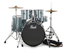 Resim Pearl RS525SC/C706 - Roadshow Charcoal Metallic 5 Parça (22B/10T/12T/16F/14S) Aksamlı & Zilli Akustik Davul Seti 