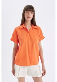 Resim DeFacto Oversize Geniş Kalıp Kısa Kollu Gömlek D3068AX24SMOG191 