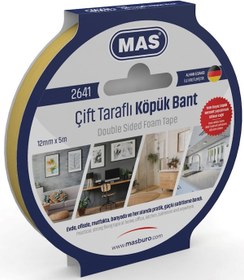 Resim MAS ÇİFT TARAFLI KÖPÜK BANT 12MM X 5M 2641 