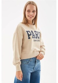 Resim Fashıon Frıends Kadın Baskılı Crop Sweat 24k0053k1 Bej 