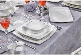 Resim Taç Real Bone Tia Platin 60 Parça 12 Kişilik Yemek Takımı 