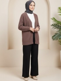 Resim Tesettür Diyarı Triko Frost Hırka- Kahverengi Standart (36-42 Uyumlu) 
