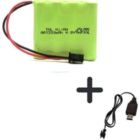 Resim Tnl 4.8v 1300mah Siyah Soketli Ni-mh Oyuncak Araba Pili + Usb Şarj 