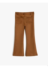 Resim Koton İspanyol Paça Fermuar Detaylı Suni Süet Pantolon Kahverengi 5wkg40328ak Kahve 