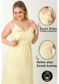 Resim Parlingerie Hamile Lohusa Geceliği İp Askılı Sarı 