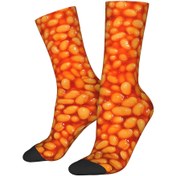 Resim 1 Çift Erkekler için Yenilikçi Pişmiş Fasulye Baskılı Çoraplar - Rahat Polyester Karışımı, Esnek Uyum, Elde Yıkanabilir - Eğlenceli Yiyecek Temalı Çoraplar, Yenilikçi Çoraplar|Göz Alıcı Tasarım|Elastik Konfor Çorapları, Sevimli Çoraplar 