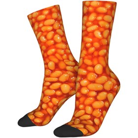 Resim 1 Çift Erkekler için Yenilikçi Pişmiş Fasulye Baskılı Çoraplar - Rahat Polyester Karışımı, Esnek Uyum, Elde Yıkanabilir - Eğlenceli Yiyecek Temalı Çoraplar, Yenilikçi Çoraplar|Göz Alıcı Tasarım|Elastik Konfor Çorapları, Sevimli Çoraplar 