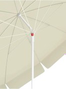 Resim 10 Telli Plaj Balkon Bahçe Şemsiyesi Eğilebilir 200 Cm Çap Kalın Kumaş Bej 