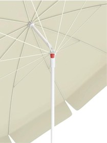 Resim 10 Telli Plaj Balkon Bahçe Şemsiyesi Eğilebilir 200 Cm Çap Kalın Kumaş Bej 