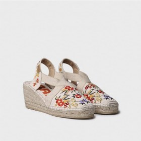 Resim Toni Pons Montjoı Dalia Kadın Bej Çiçek Desen Dolgu Topuk Espadril 1tonw2025085 Bej-kırmızı Bej - Kırmızı 
