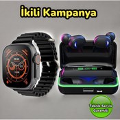 Resim UCUZTEKNO Watch 8 ultra kulaklık kampanyası Powerbankli bassli kulaklık e10yuksek bass 