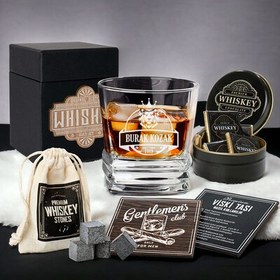 Resim Premium Aslan Tasarımlı Elegan Viski Hediye Seti 