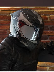 Resim DeadG Inferno Berserck Mat Siyah-Antrasit Güneş Vizörlü Kask 