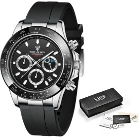 Resim Hanyang Tüm Siyah Lıge Erkekler Izle Lüks Saatler Erkek Chronograph Kol Saatleri Erkekler Için Moda Su Geçirmez Kuvars Izle Spor Saat Reloj Hombre + Kutu (Yurt Dışından) 