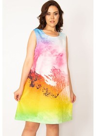 Resim Kadın Renkli Batik Desenli Elbise 65n33613-renkli Çok Renkli 