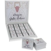 Resim 48 Adet Gelin Bohçası İsim Etiketli Söz Nişan Madlen Çikolata 
