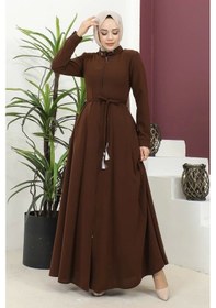 Resim Burgu Kemerli Dokuma Kumaş Mevsimlik Mevlana Ferace - Taba / F0131 Taba 