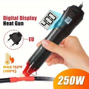 Resim Profesyonel Dijital Sıcaklık Göstergeli Hava Tabancası - 250W Ağır Hizmet Tipi Elektrikli Isı Tabancası, 400°C'ye Kadar Lehimleme, PVC Büzme, Kabloların Onarımı ve El İşleri İçin - EU Fişi (220V) - Endüstriyel & DIY Projeler, El İşi Kabartma, Ergonomik Tutamak, Sağlam Yapı, Hassas Lehim Aleti, Elektronik Tamir 