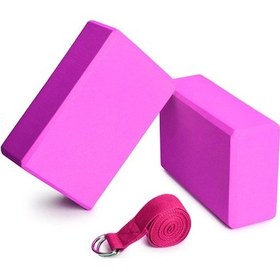 Resim Fortunelane 2 Adet Eva Blok & 1 Yoga Kayışı - Denge & Esneklik İçin Mükemmel Yoga Seti 