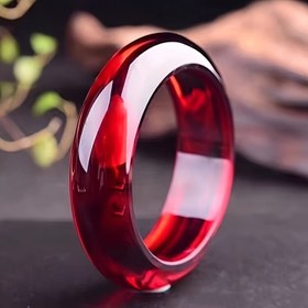 Resim Kadınlar için 1 Adet Şık Reçine Bilezik - Minimalist Vintage Tarzı, Parlak Kırmızı Kaplama Tasarım, Günlük Kıyafetler & Hediye İçin Hafif Dayanıklı Takı, Yıl Boyu Aksesuar, Pürüzsüz Parlak Yüzey 