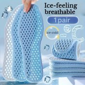 Resim Yaz için 1 Çift Soğutucu Tabanlık - Buz Hissi, Nefes Alabilir 3D Mesh Taban, Spor ve Günlük Ayakkabılar İçin Ter Emici ve Şok Emici Rahatlık ile Süper Yumuşak, Erkek & Kadın Ter Emici Malzeme 