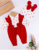 Resim Aykor Tekstil Kız Bebek Tulum Set Fiyonklu Krmızı 