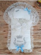 Resim Yenidoğan Sahra Benim Prensim Nakışlı Kundaklı Trilüks Erkek 3lü Alt Açma Seti Mavi Mavi 