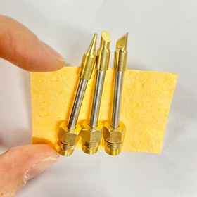 Resim 3 adet 510 Arayüz Lehimleme Kafası Mini Taşınabilir Lehimleme İpucu 15W Lehimleme İpucu Rework Aksesuarları Aracı Parçaları Bıçak İpucu/At nalı Şekli/Uçlu İpucu 