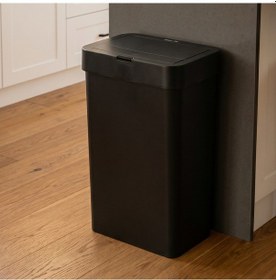 Resim Porsima Me-05-1 Hareket Sensörlü Sessiz Kapatma Çöp Kutusu Banyo Mutfak Çöp Kovası Kapaklı Banyo Çöp Kovası 2 Adet Aa Pil Siyah 50lt 