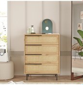 Resim Yurudesign Ocean Şifonyer 4 Çekmece Metal Ayaklı Uv Baskı Sepet-jüt On17-su 