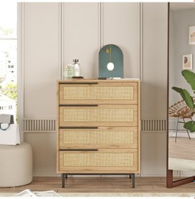 Resim Yurudesign Ocean Şifonyer 4 Çekmece Metal Ayaklı Uv Baskı Sepet-jüt On17-su 