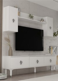 Resim 1369tv180dd-32 Tv Sehpası,tv Ünitesi Beyaz-gümüş Beyaz - Gümüş 