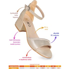 Resim Kiko Kids Elos Günlük Kız Çocuk 4 cm Topuklu Sandalet Ayakkabı Altın 