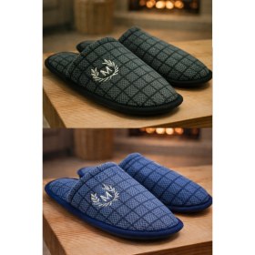 Resim ModaFrato 2'li Paket Motif Erkek Terlik Ev Terliği 