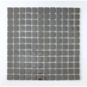 Resim MozaiKristaL Mutfak Tezgah Arası, Banyo, Havuz, Sauna, Spa ve Yaşam Alanlarının Tüm Yüzeyleri Için 25X25 mm Parlak Füme, 31.5X31,5 cm Fileli Cam Mozaik. 