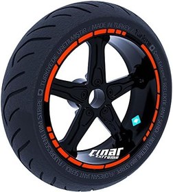 Resim Moto GP Stili Jant Şeridi Sticker Reflektif, Floresan, Özel Renkler Floresan Turuncu 