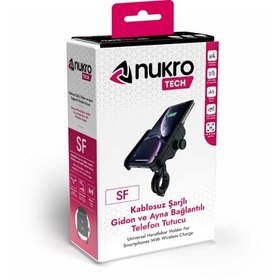 Resim NuktoTech SF Şarjlı Ayna Dibi ve Gidon Bağlantı Aparatlı Telefon Tutucu 