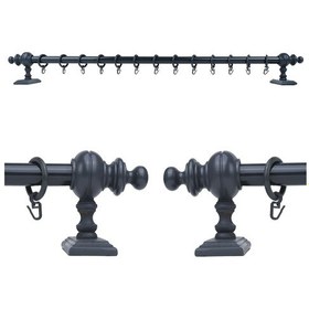 Resim Antrasit Raysız Ahşap Rustik Perde Askısı - 100 Cm 