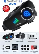 Resim AyrStore Q28 2X 2 Eşleşmeli Motosiklet Kask Bluetooth Kulaklık 1080P Kamera Su Geçirmez Intercom 