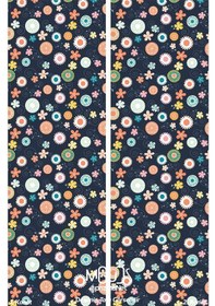 Resim Lacivert Çiçek Desenli Süet Oturma Odası Salon Fon Perde Baskılı Ekstrafor Büzgü 2 Kanat Prd-1021 Çok Renkli 