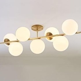 Resim Fer Avize Zarif Modern Metal Gold Salon - Mutfak - Yatak Odası 7 li Avize 