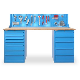 Resim starçelik 12 Çekmeceli Dolaplı Takım Asma Panolu Çalışma Tezgahı (2130x650x1487 mm ) 