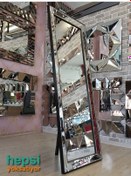 Resim Ayna Çerçeveli Model Siyah Renk Ayaklı Boy Aynası Siyah 