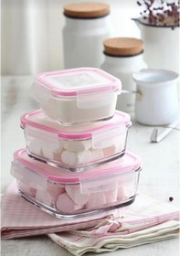 Resim Lav Fresco 3'Lü Saklama Kabları Pembe Kapak Çok Renkli 