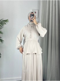 Resim Esre Store 4532 - Krep Tesettür İkili Takım Bej 