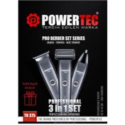 Resim Powertec TR-375 3 in 1 3 Başlıklı Günlük Erkek Tıraş Bakım Seti + Ek Başlık 