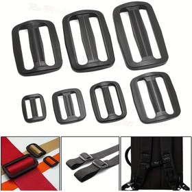 Resim 10 adet/paket Plastik Eğik Kaydırıcı Tri-Glide Ayarlı Tri-Halkalı Tokalar Siyah Sırt Çantası Askıları İçin 15-50mm 