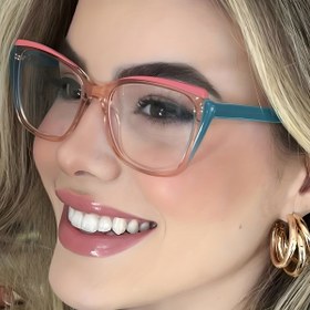 Resim 1 Çift Kedi Gözü Gözlük - Y2K Retro Tarzı Pembe & Turkuaz Çerçeveli, Anti-Mavi Işık Bilgisayar Gözlüğü, Hafif Çerçeve Kadın ve Erkekler İçin, Günlük ve Ofis Kullanımı için Reçetesiz Gözlük - Temizleme Bezi Dahil, Dijital Ekran Koruma, Eğlenceli Tasarım, Dayanıklı Lensler, Trendy Çerçeve, Moda Tutkunları, Şık Aksesuar, Rahat Kalıp, Unisex Gözlük 