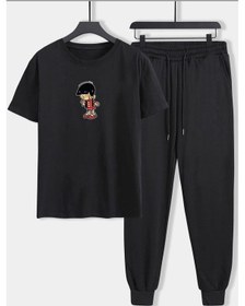 Resim Unisex Chen Üzümlü Kekim Baskılı 2'li Eşofman Takımı Siyah 